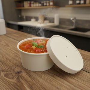 8oz Paper Hot Food Cup with Paper Lid – 250/case