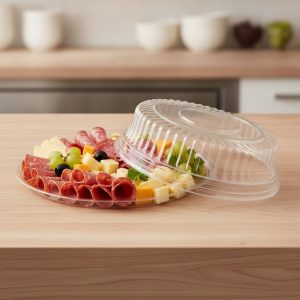 14 inch Clear Flat Elegant Deli Trays with Lid, Deli Tray – 25/case