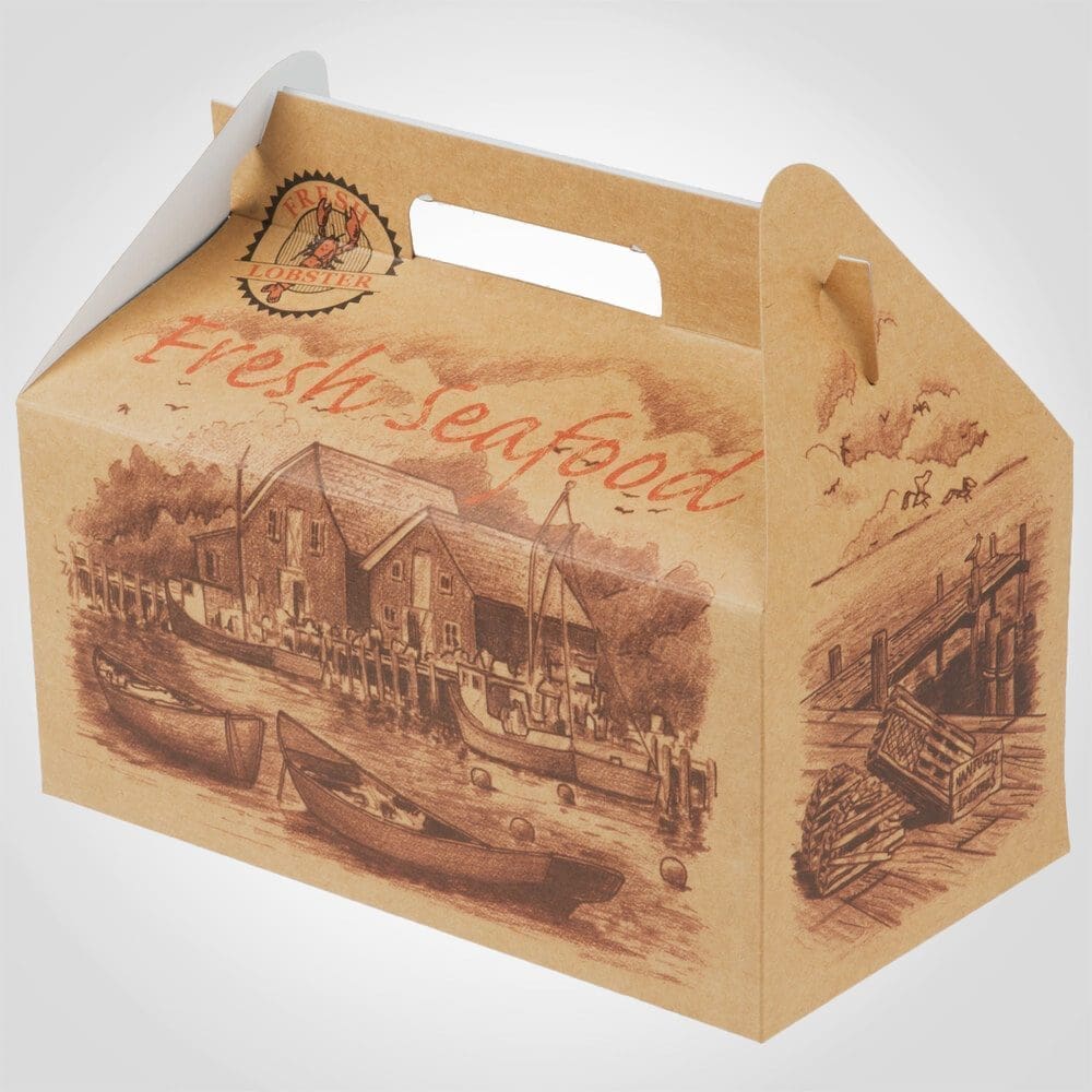 Lobster Box Takeout Kraft Box with fresh Seafood Design – 125/case - Image 5
